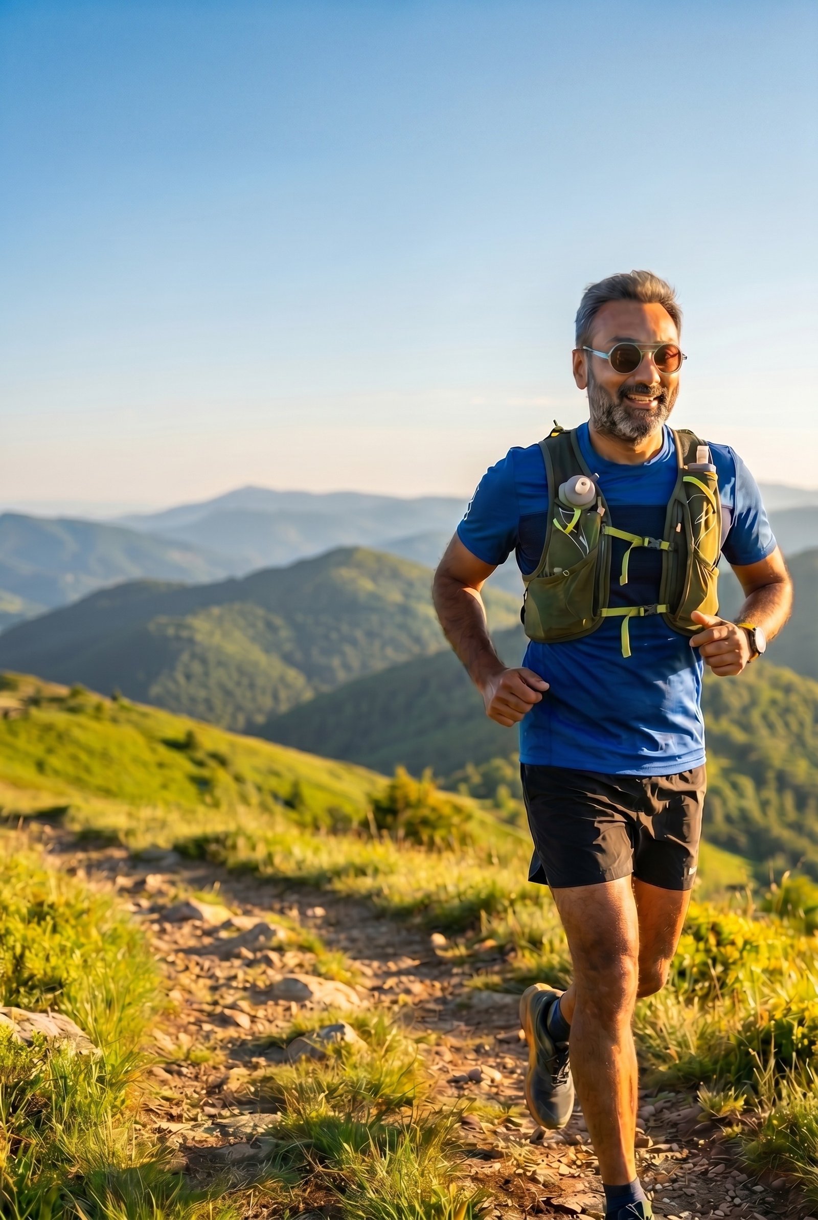 Man trail running for fitness and sustainable lifestyle change