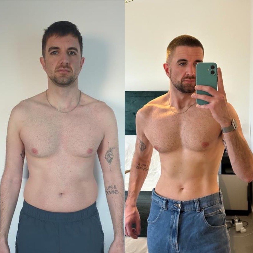 Client body transformation progress achieved through Momentum Method fitness program.